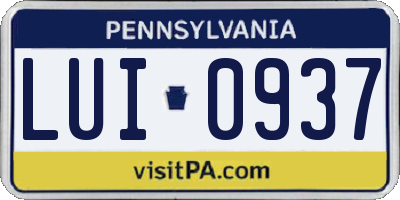 PA license plate LUI0937