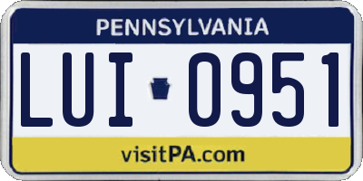 PA license plate LUI0951
