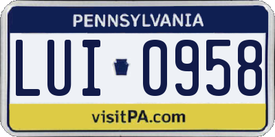 PA license plate LUI0958