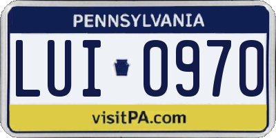PA license plate LUI0970