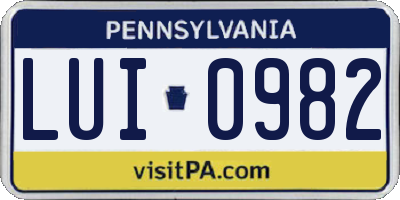 PA license plate LUI0982