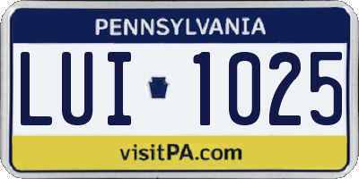 PA license plate LUI1025
