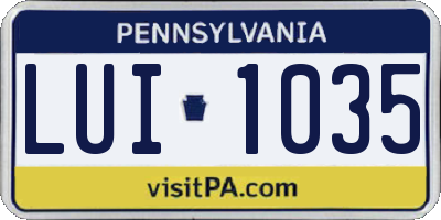 PA license plate LUI1035