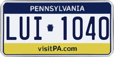 PA license plate LUI1040