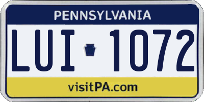 PA license plate LUI1072