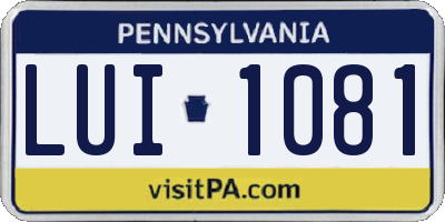 PA license plate LUI1081