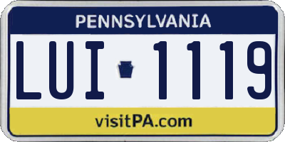 PA license plate LUI1119