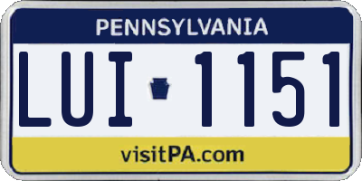 PA license plate LUI1151