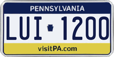PA license plate LUI1200