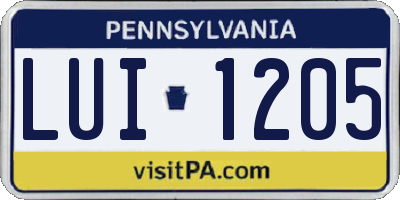 PA license plate LUI1205
