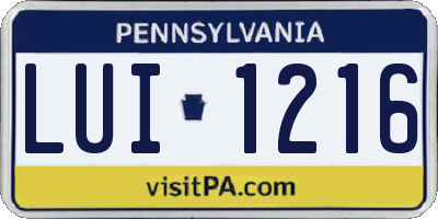 PA license plate LUI1216