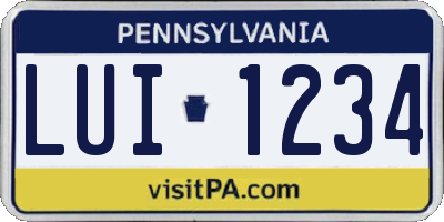PA license plate LUI1234