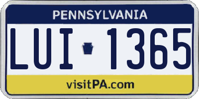 PA license plate LUI1365