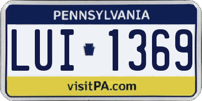 PA license plate LUI1369