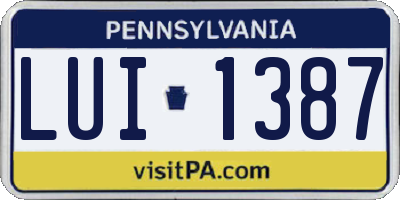 PA license plate LUI1387