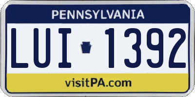 PA license plate LUI1392