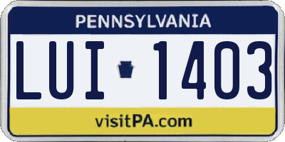 PA license plate LUI1403