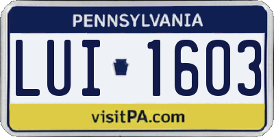 PA license plate LUI1603