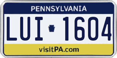 PA license plate LUI1604