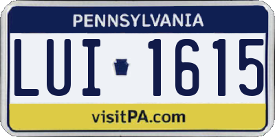 PA license plate LUI1615