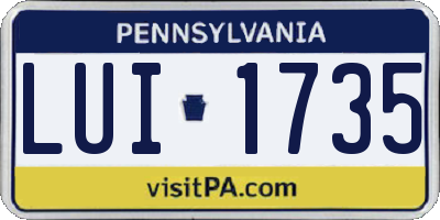 PA license plate LUI1735