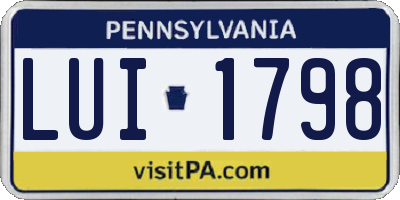 PA license plate LUI1798