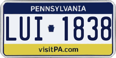 PA license plate LUI1838