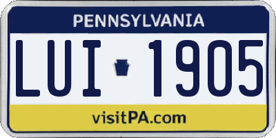 PA license plate LUI1905