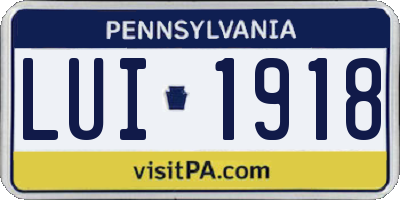 PA license plate LUI1918