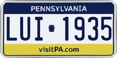 PA license plate LUI1935
