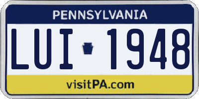 PA license plate LUI1948