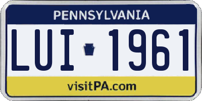PA license plate LUI1961