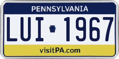 PA license plate LUI1967