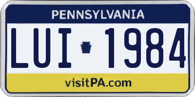 PA license plate LUI1984