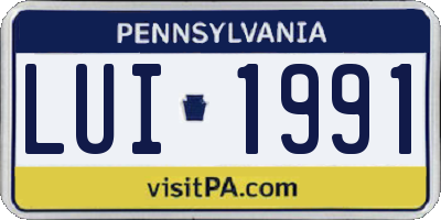 PA license plate LUI1991