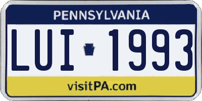 PA license plate LUI1993