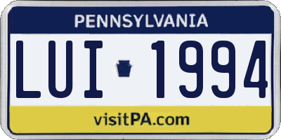 PA license plate LUI1994