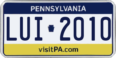 PA license plate LUI2010