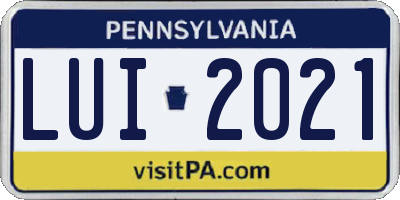 PA license plate LUI2021