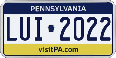 PA license plate LUI2022