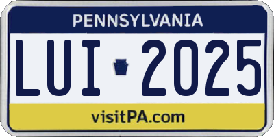 PA license plate LUI2025