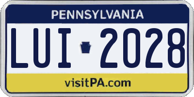 PA license plate LUI2028