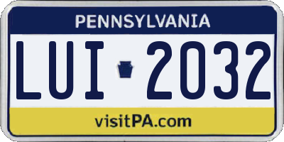 PA license plate LUI2032