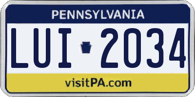 PA license plate LUI2034