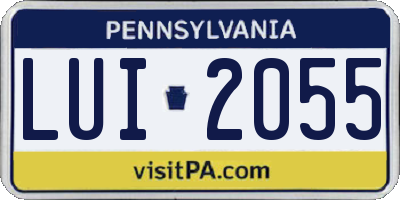 PA license plate LUI2055