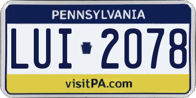 PA license plate LUI2078