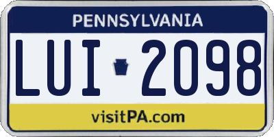 PA license plate LUI2098