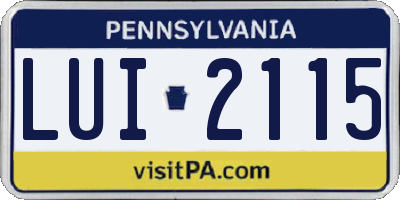 PA license plate LUI2115