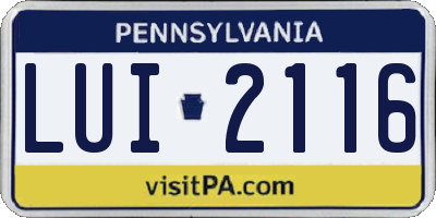 PA license plate LUI2116
