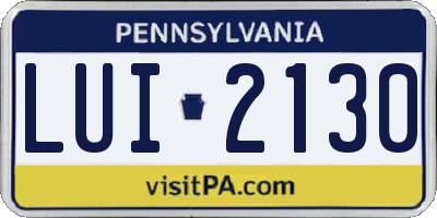 PA license plate LUI2130